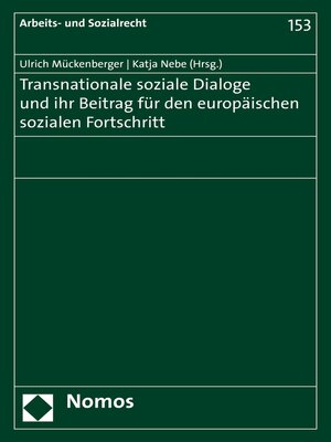 cover image of Transnationale soziale Dialoge und ihr Beitrag für den europäischen sozialen Fortschritt